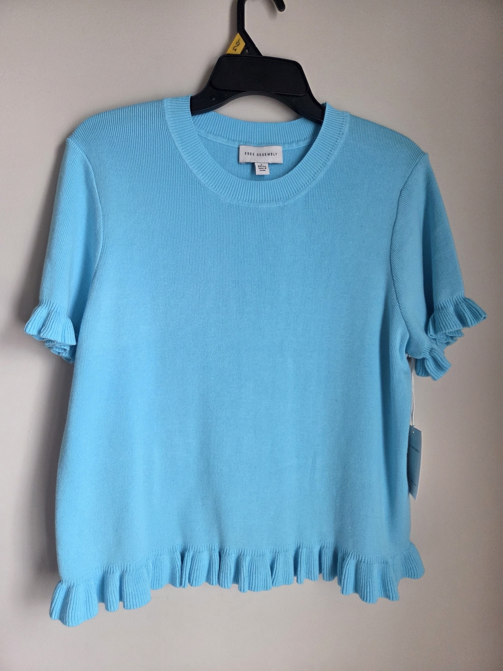 Lush Light Blue Ruffle Hem Knit Top